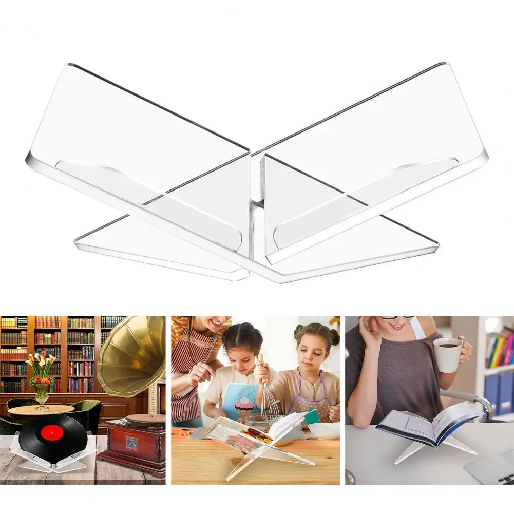 Soporte de exhibición de acrílico para cocina, estantería elegante de acrílico en forma de X, soporte para libros, exhibición elegante de manos libres para la cocina del hogar