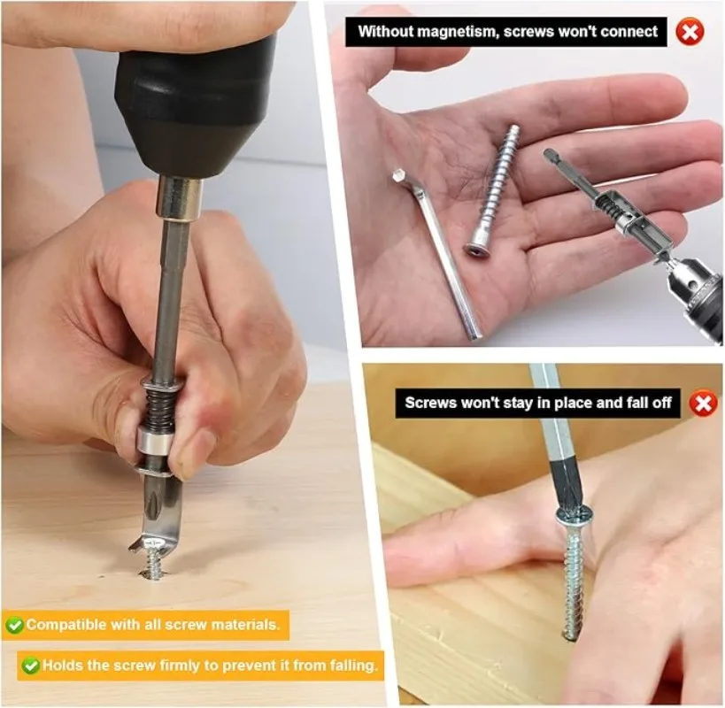 Anti-Drop Screw Universal Spring-Loaded Screw Holder Bit Stainless Steel Wear Resist Mechanics Electricians Retaining Tool Parts