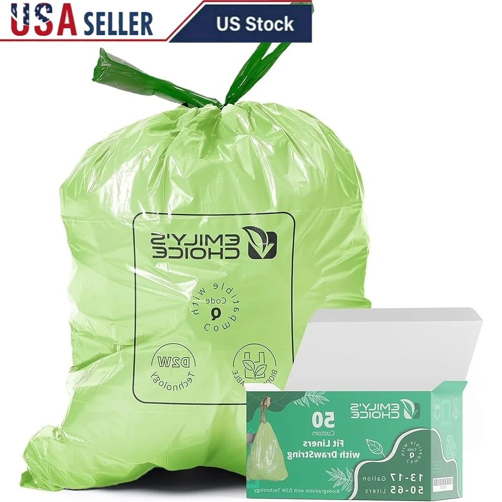 

Biodegradable Heavy Duty Trash Bags 50 Count Tall Bags 13-17 Gallon Compatible with Simplehuman Code Q Unscented 2 Mil Thickness
