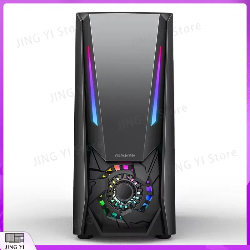 ATX Gaming PC Case Mid Tower Computer Chassis with Tempered Glass Side Panel USB 3.0 High Airflow Desktop CPU Housing Box