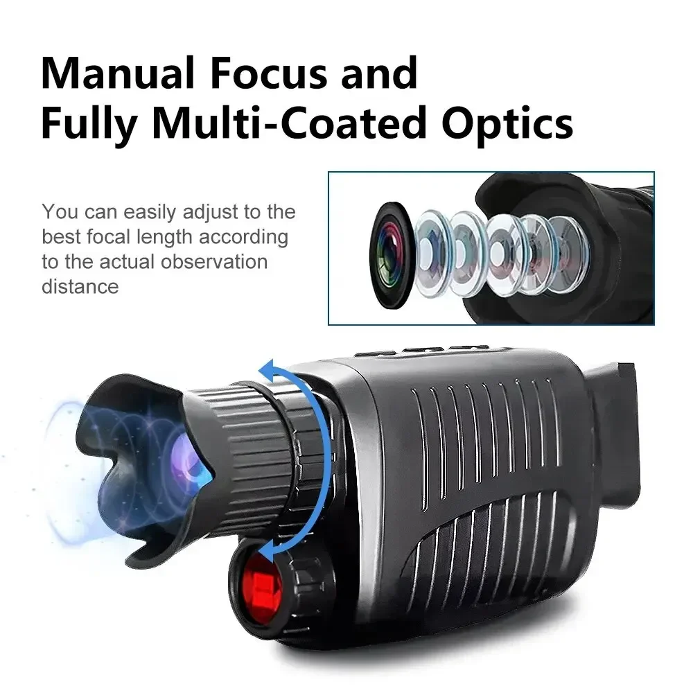 رؤية ليلية أحادية العين بدقة 1080 بكسل مع تكبير 5X تستخدم ليلاً ونهارًا بالأشعة تحت الحمراء نطاق 800 متر في الظلام مثالية للأنشطة الخارجية للصيد #1