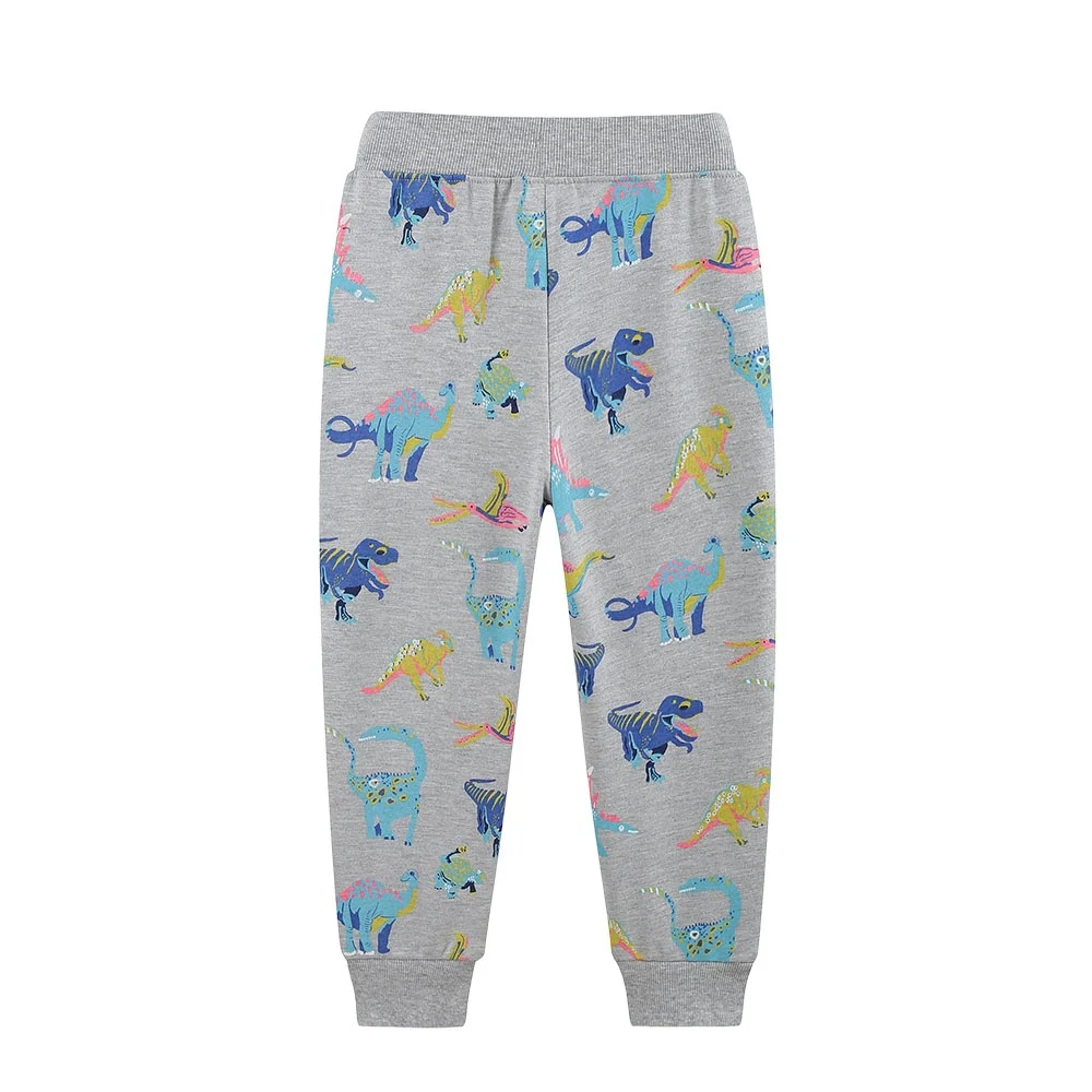Jumping Meters 2026 2-7T Dinosaurs All Printed Boys Sweatpants Full Length Autumn Spring Animals Drawstring Kids Trousers