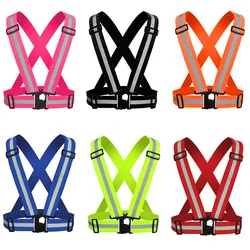 Outdoor Adjustable Safety Vests Night Walking Highlight Reflective Vest Lightweight Biking Safety Straps Running Jackets