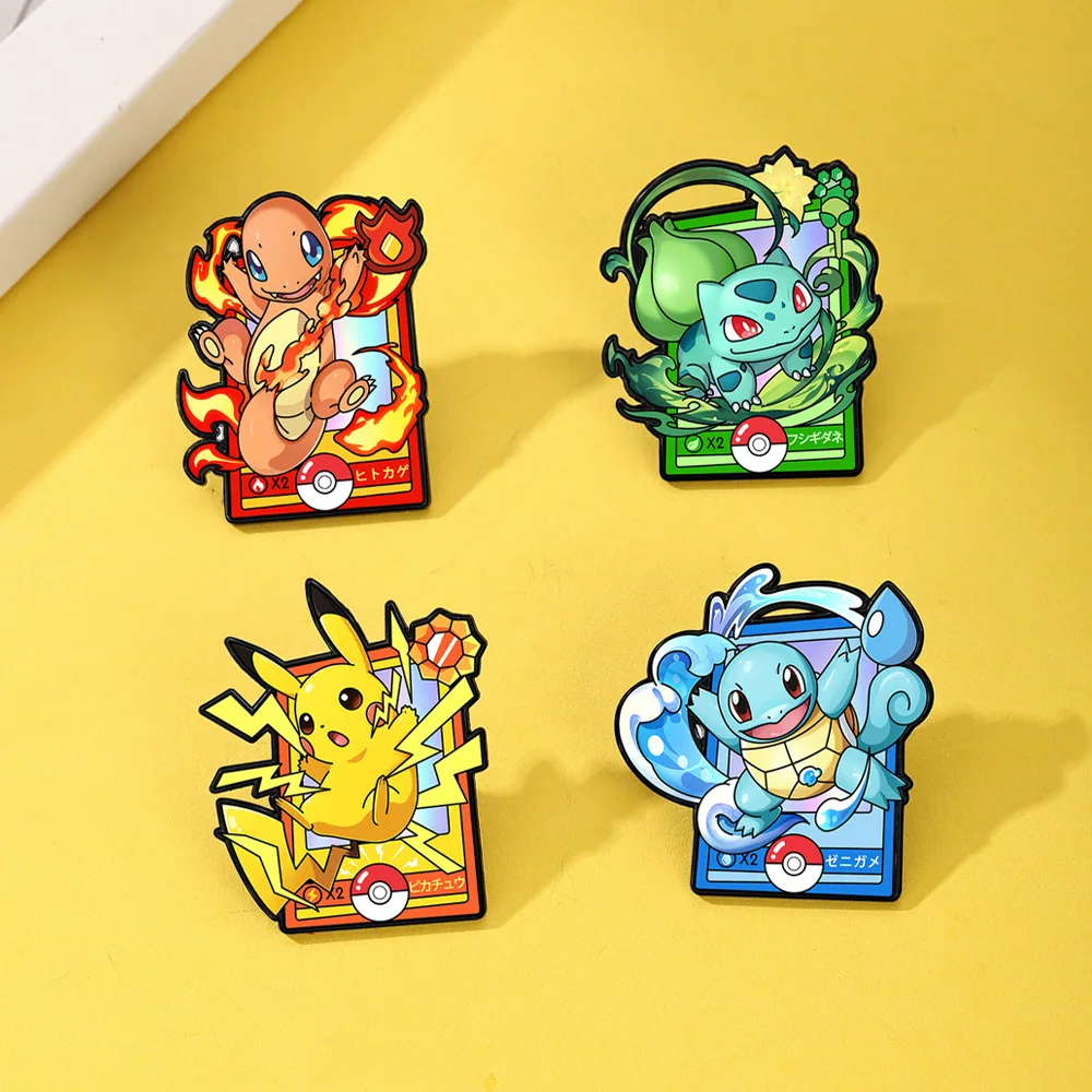 NEW HOT 4pcs cartoon Pokemon Cute Anime Monster Enamel Pin Pokémon Anime Badg Badge on Backpack Costume Accessories Friends Gift view 2