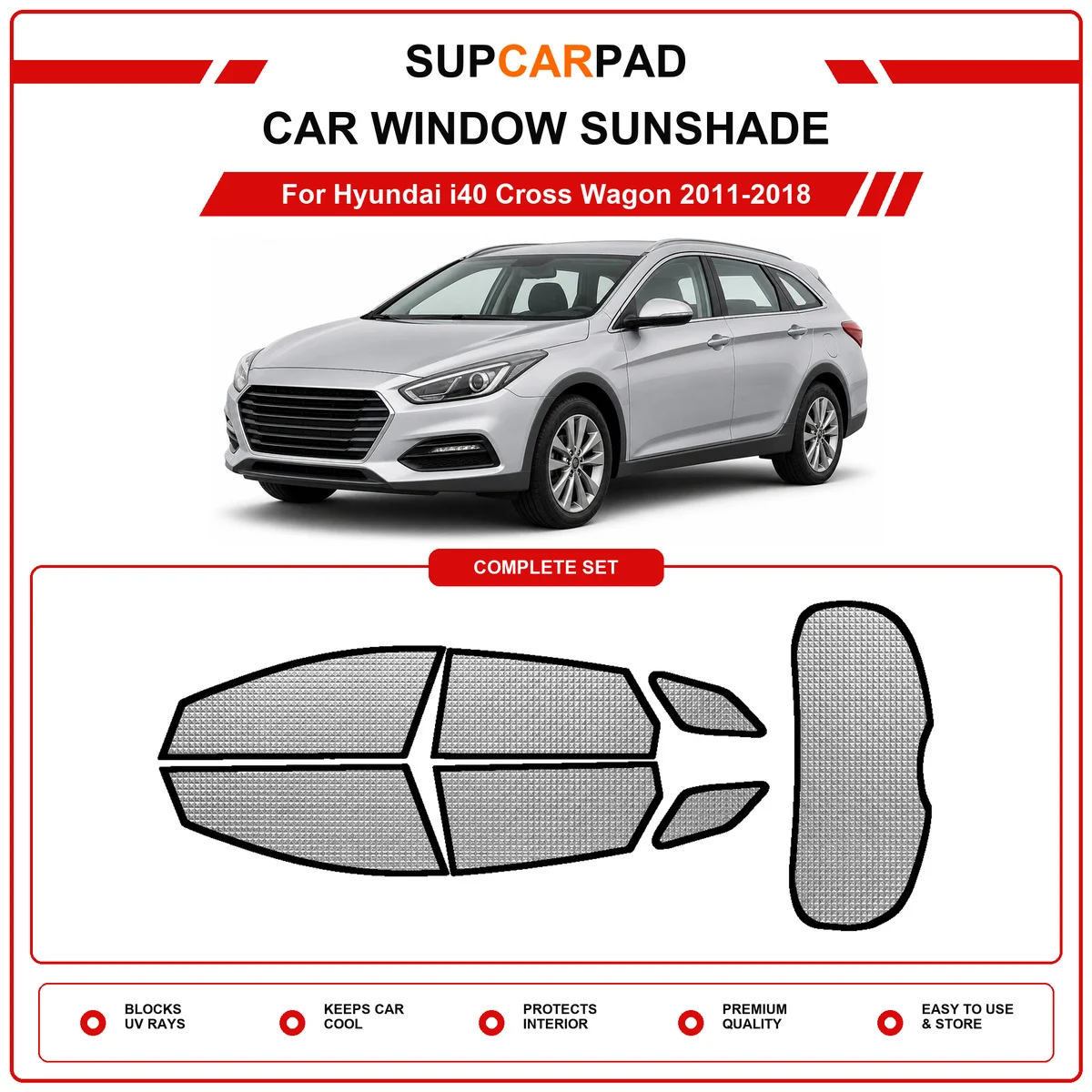 For Hyundai i40 Cross Wagon 2011-2018 Pre‑Cut Auto Window Sunshade Anti‑UV Car Sun Visor Protector