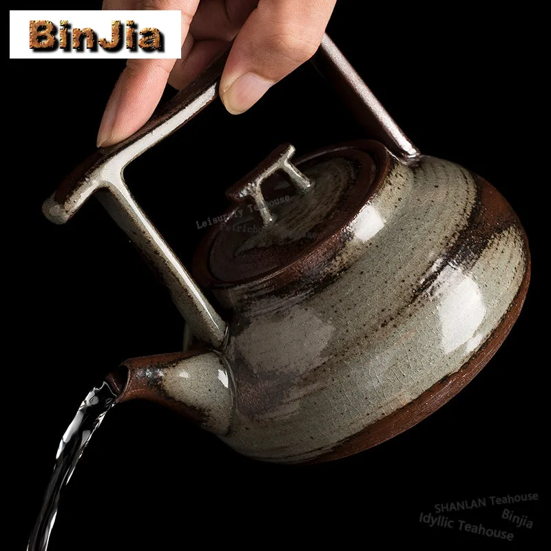 Kiyomizu Ware Loop-handled Teapot Boutique Tea Infuser Pot Tea Brewing Kettle With Tea Warmer Teaware Items Ornaments Crafts