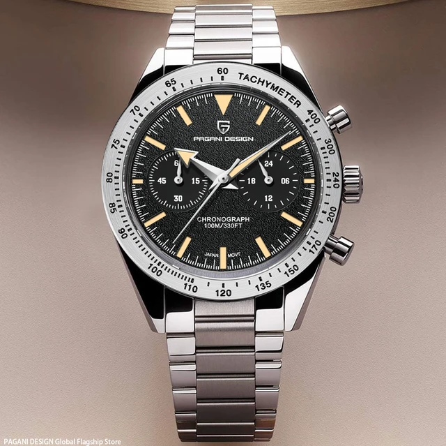 Pagani design mond uhr breiter pfeil 1957 retro luxus quarzuhr fur manner geschwindigkeit chronograph armbanduhr vk64 ar saphirglas AliExpress 1511
