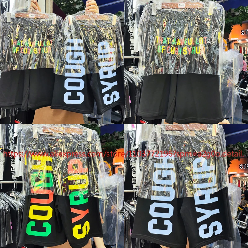 

American Street Fashion Letter-printed Cotton Shorts THAT'S A AWFUL LOT OF COUGH SYRUP Shorts High-quality Casual Shorts
