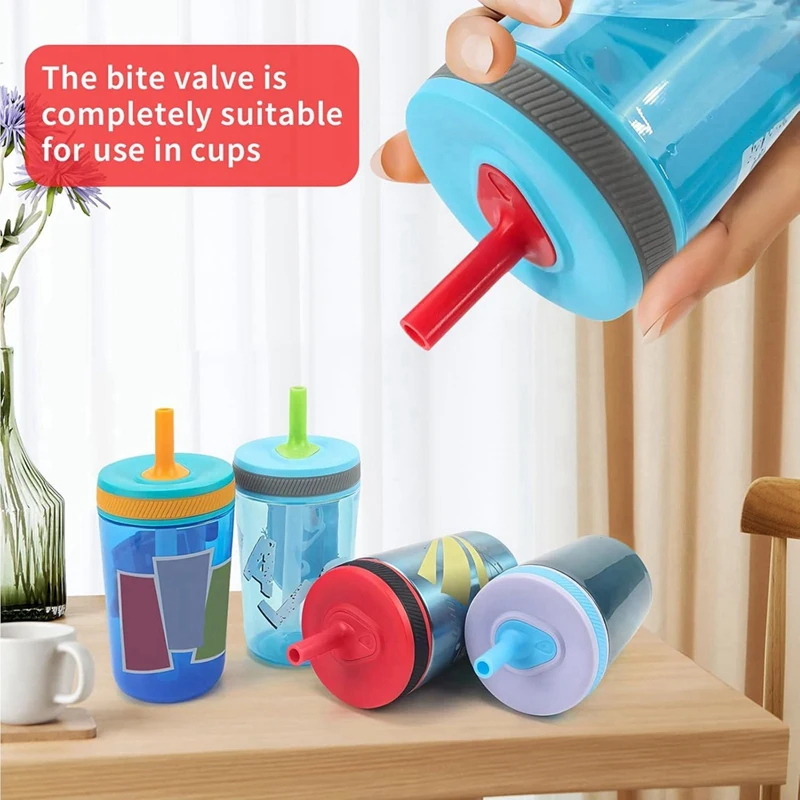 شفاطات بديلة وصمام عض لزجاجة مياه Zak Designs Kelso سعة 15 أونصة، شفاطات بديلة لكوب القش قابلة لإعادة الاستخدام