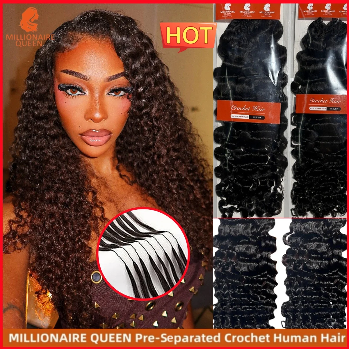 

Набор для плетения косичек Burmese Curly 15A: предварительно разделенные афро-косы без узлов, удлинители для волос, распродажа Millionaire Queen