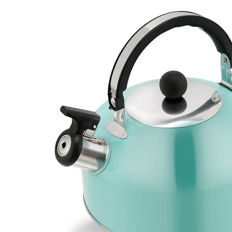 410 Stainless Steel Whistle Thermal Kettle Induction Cooker Heating Teapot for Portable Trips Camping Kettle Ergonomic Handle