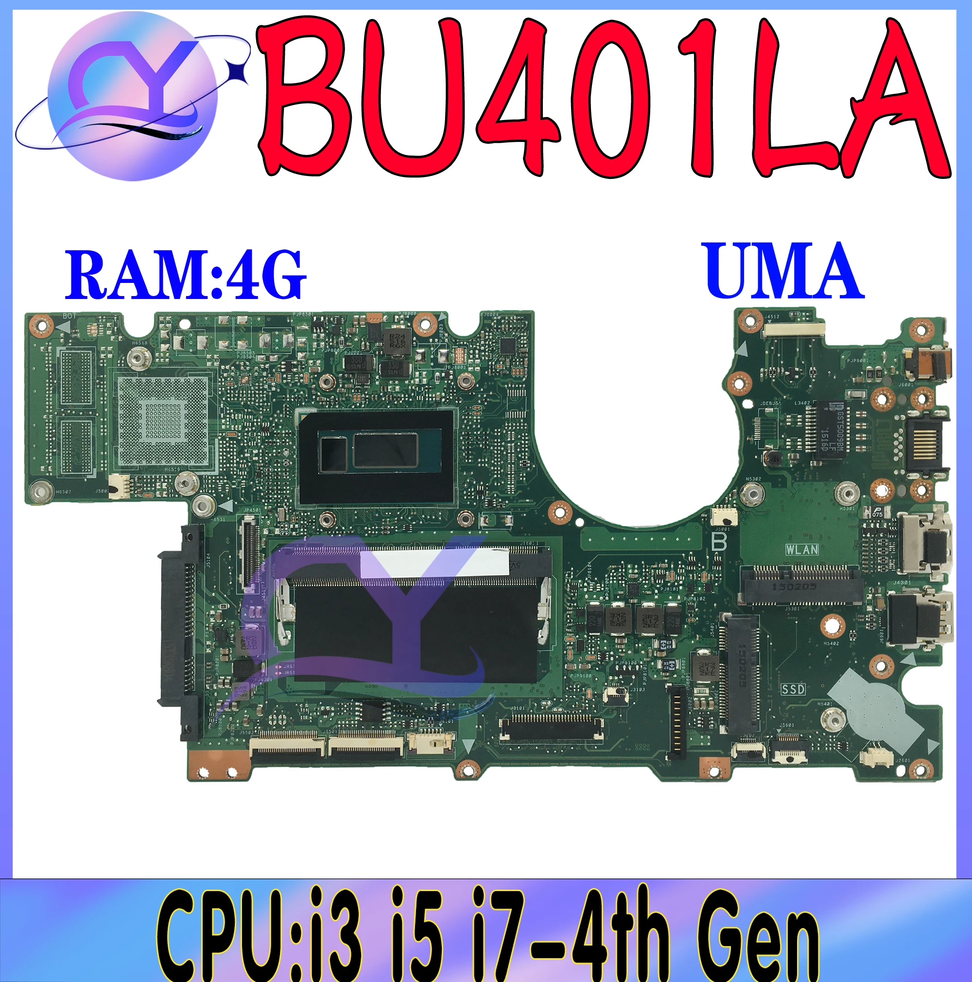 

BU401LA Mainboard For ASUS ASUSPRO Advanced BU401L BU401LG BU401LAV Laptop Motherboard with i3 i5 i7-4th RAM-4G UMA/PM 100% Test