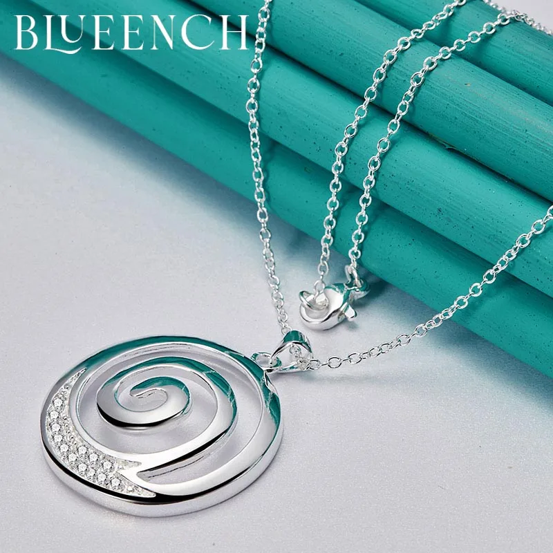 

Blueench 925 Sterling Silver Swirl Pendant Necklace for Women Wedding Party Fashion Charm Casual Jewelry