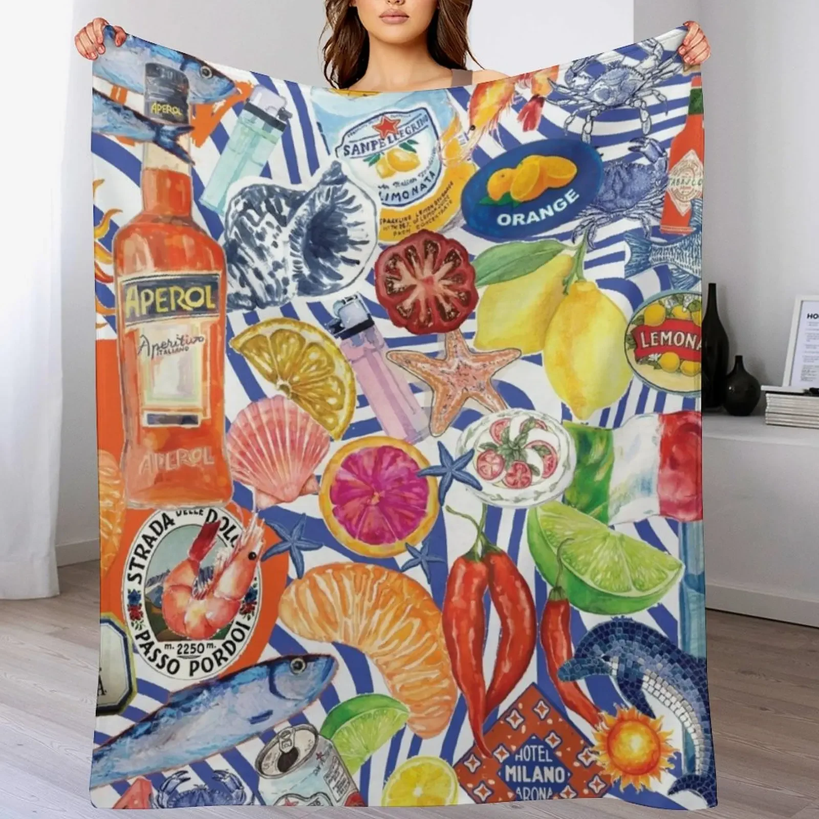 

italian summer Throw Blanket Machine Washable Soft Warm Blanket
