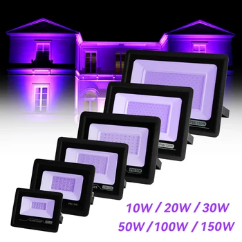 UV projektör 30W 50W 100W 150W açık projektör ultraviyole floresan sahne lambası IP66 su geçirmez 100V-240V disko partisi için