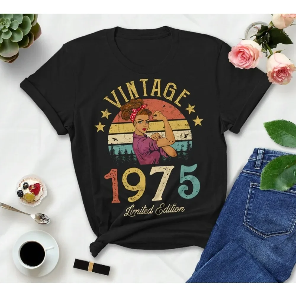 Vintage 1975 Limited Edition Classic Womens TShirt Funny Retro 49th Birthday Gift TOPS for Grandmom Mom Wife Girl Unisex T-Shirt