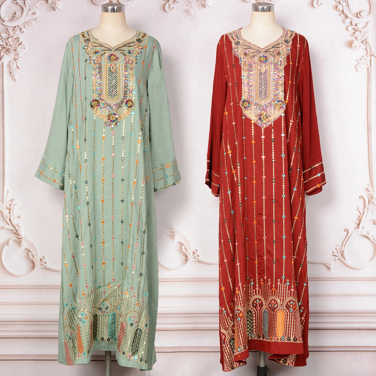 Robe Abaya musulmane africaine, broderie de fil et Appliques Robe caftan arabe marocain, vêtements islamiques pour soirée du Ramadan Eid