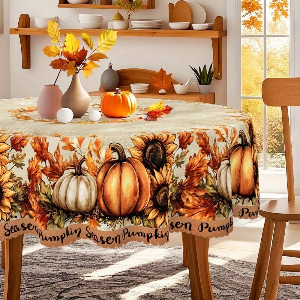 Single pack, autumn, pumpkin summer tablecloth, with yellow decoration, country and vintage style, suitable for restaurantszyc