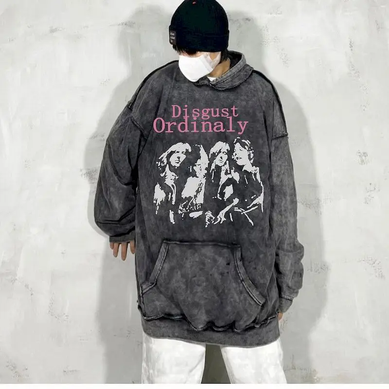 

Oversized Hoodies Men Women Vintage Printed Couple Hooded Pullover Coats Autumn Winter Hoodie Plush Niche Ins Trend Outerwear