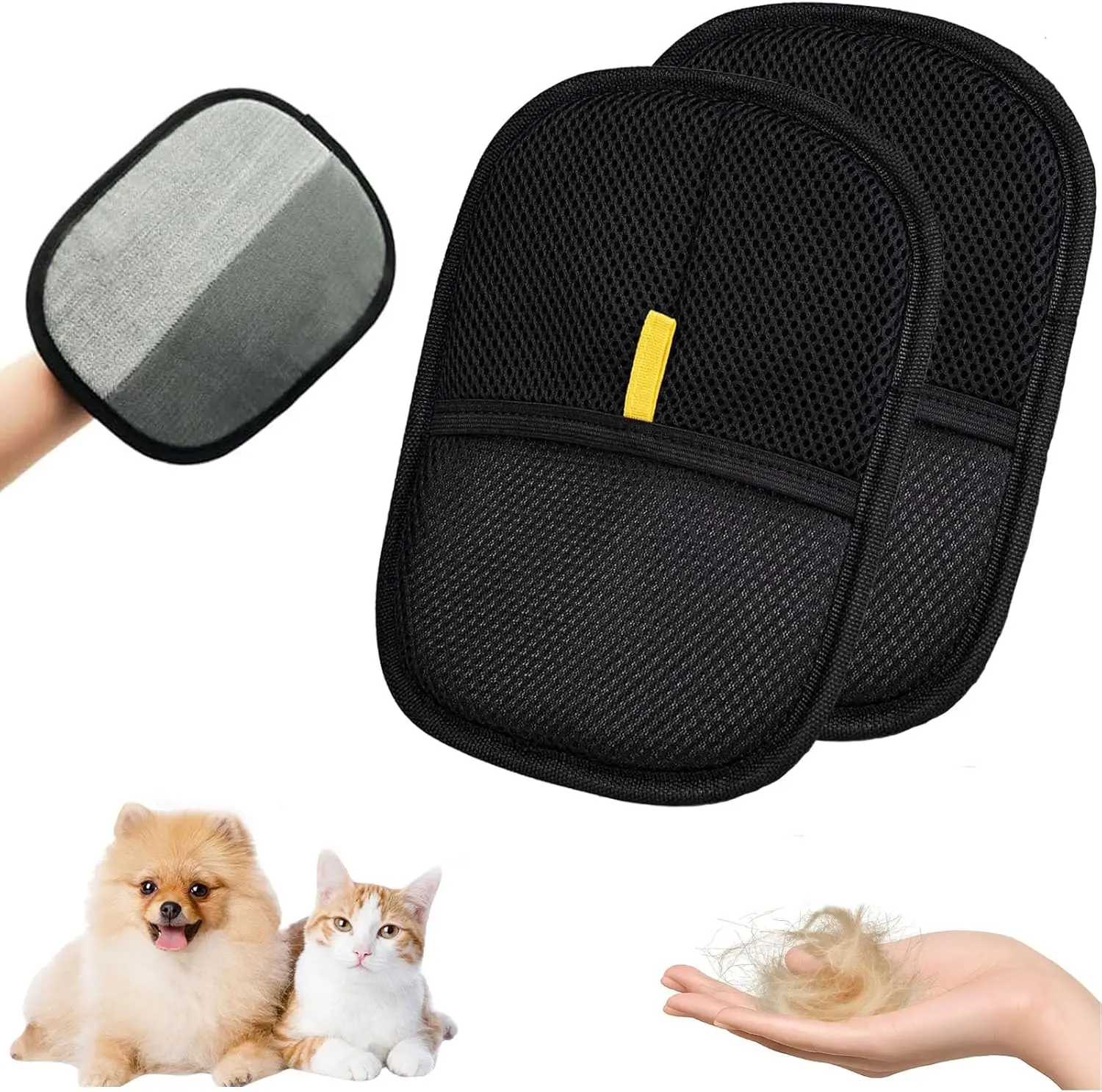 

2 Pcs Pet Hair Removal Glove for Cats & Dogs, Pet Hair Remover Brushing Gloves, Reusable Pet Hair Remover Glove, Double-Sided fo
