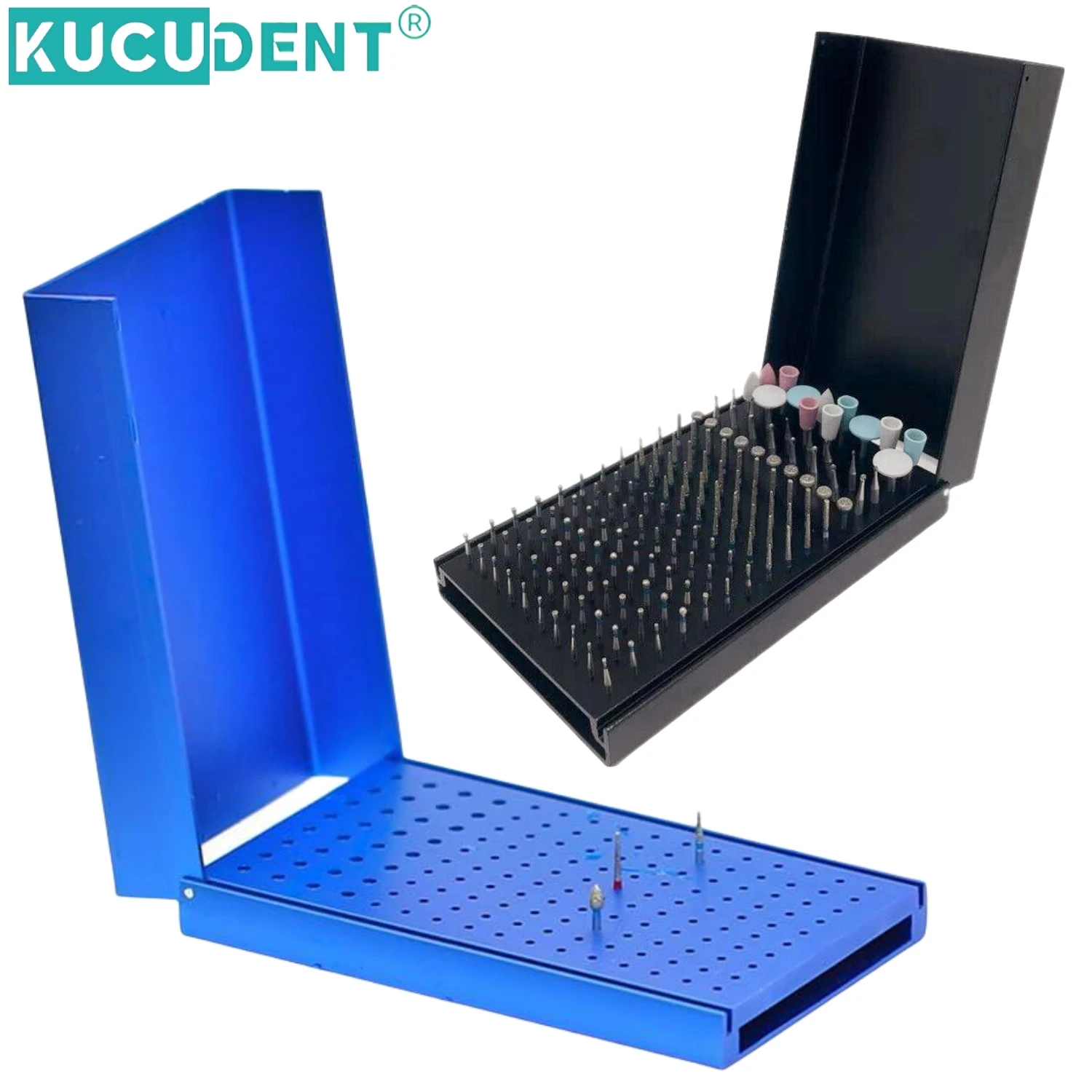 152 Holes Dental Burs Holder Block Cleaning Stand Autoclave Disinfection Case Sterilizer Bur Box for High/Low Speed