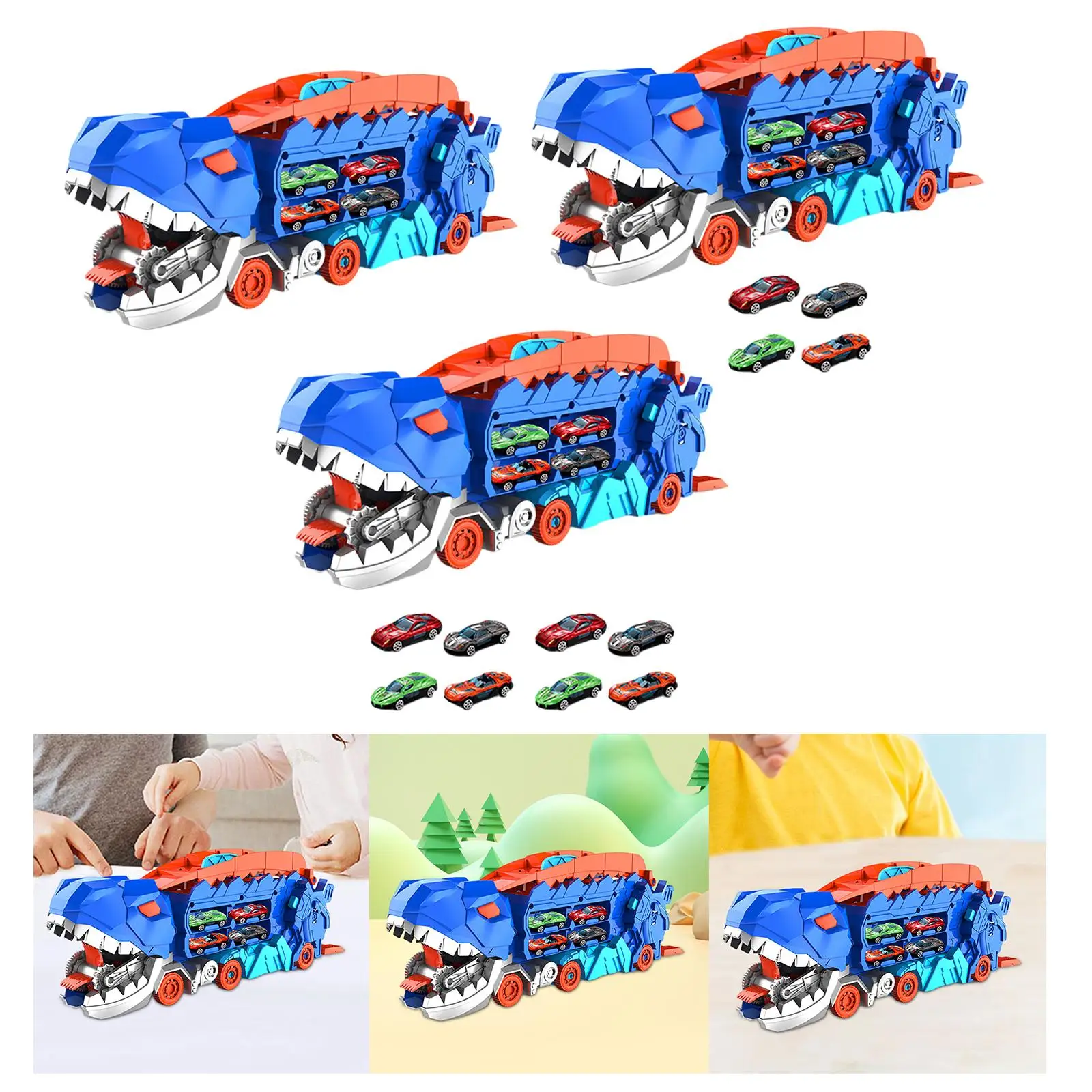 Dinosaur Eating Cars Transport Truck Carrier, Novidade Figura Brinquedos, Transportadora