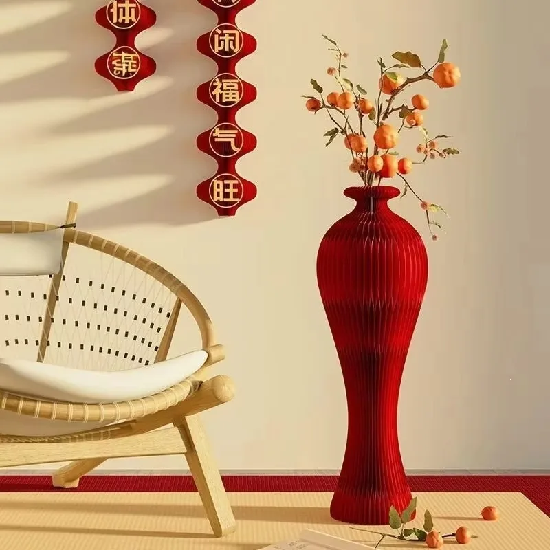 Aesthetic decorative flower arrangement, classical large vase organ paper art Chinese flower ware elegant, home floor ornament