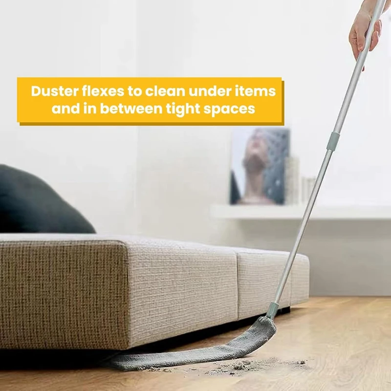 Extendable Microfiber Duster Versatile Cleaning Tool for Ceilings, Blinds, Under Furniture Washable Dusting Wand-A27R