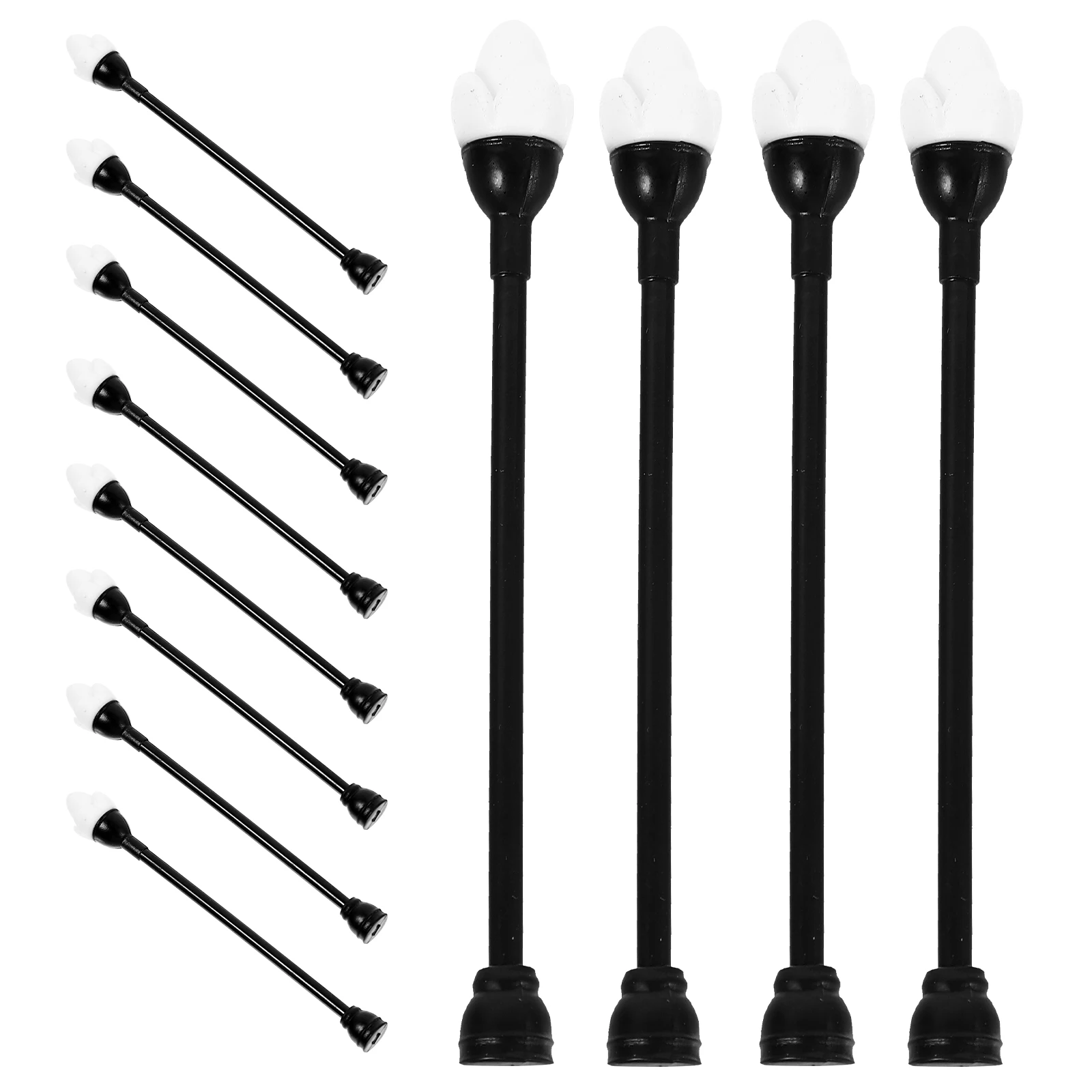 

12 Pcs Simulation Street Light Lamp Decor Mini House Props Abs Vintage Scene Layout Craft Supplies Miniature Model