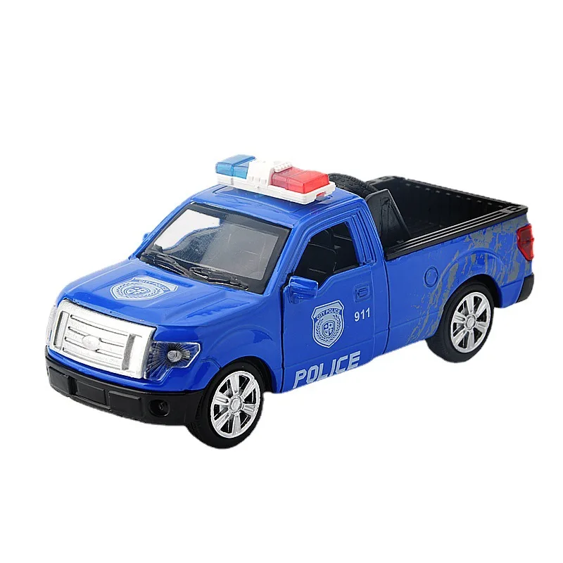 Alloy Diecast Pickup Trucks Kids Police Series Car Toys Model Pull Back Fire Rescue Vehicle Toy For Boys Children Gift B92