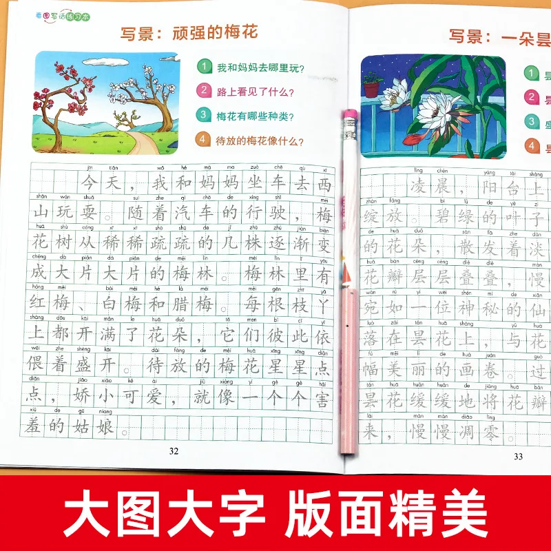 Picture Based Writing Script for First and Second Grade Elementary School Chinese Language Training Composition Beginner's Book