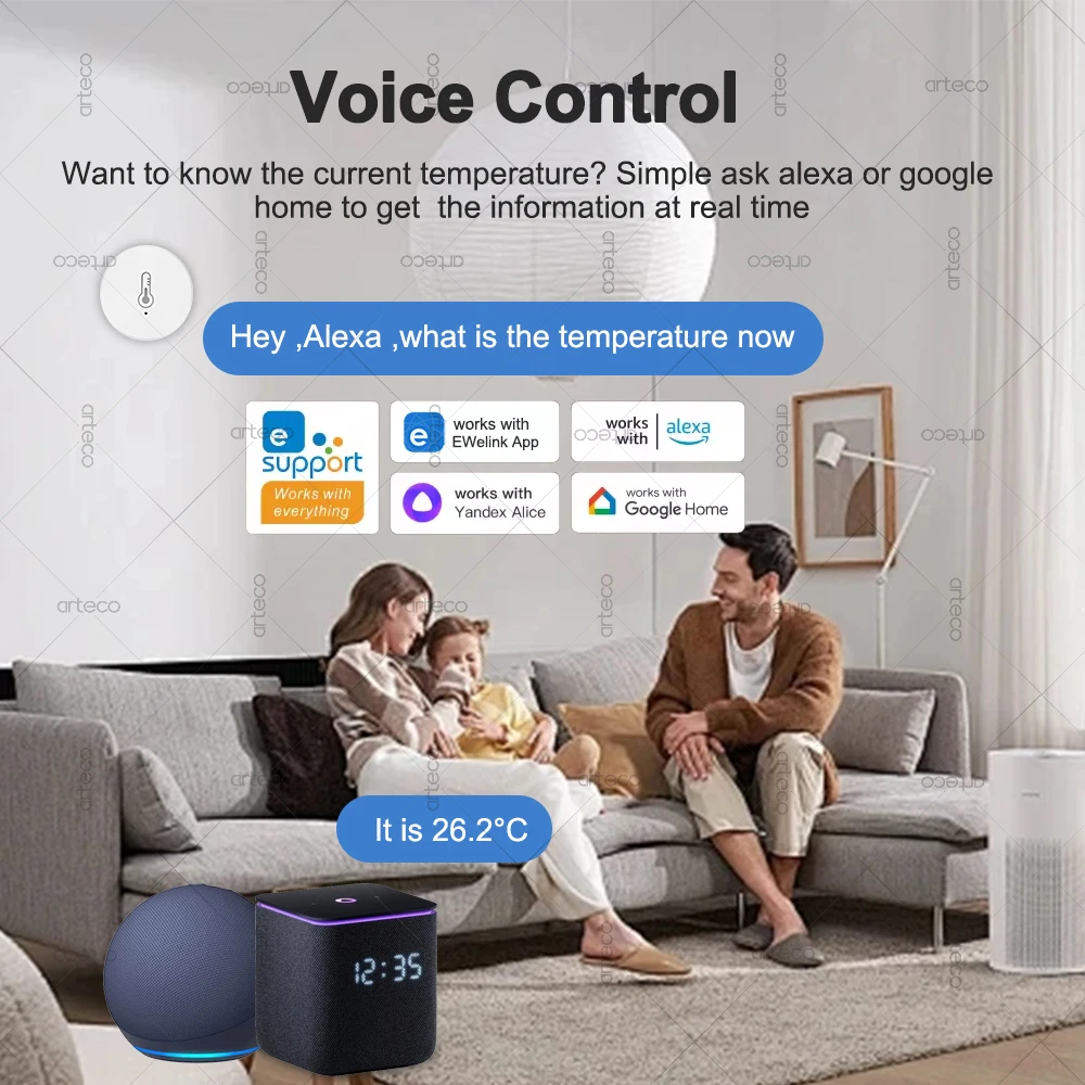 Zigbee Temperature And Humidity Sensor Smart Home Thermo meter Hygrometer APP Remote Work with Alexa Yandex Alice Home Assistant