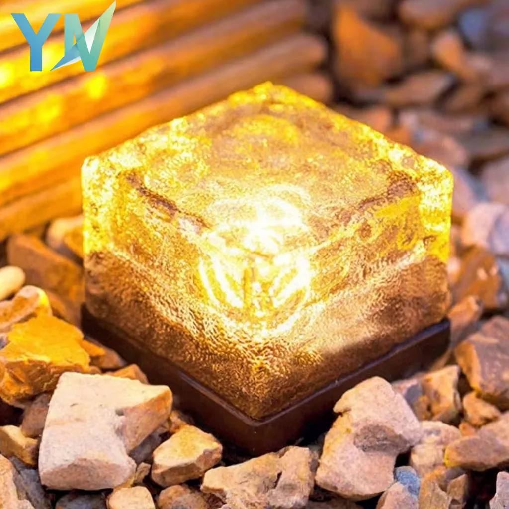 

1-8 шт. декор для сада и двора, солнечные кубики льда, стеклянный кирпич, пейзаж, квадратное стекло, уличное освещение, лампы