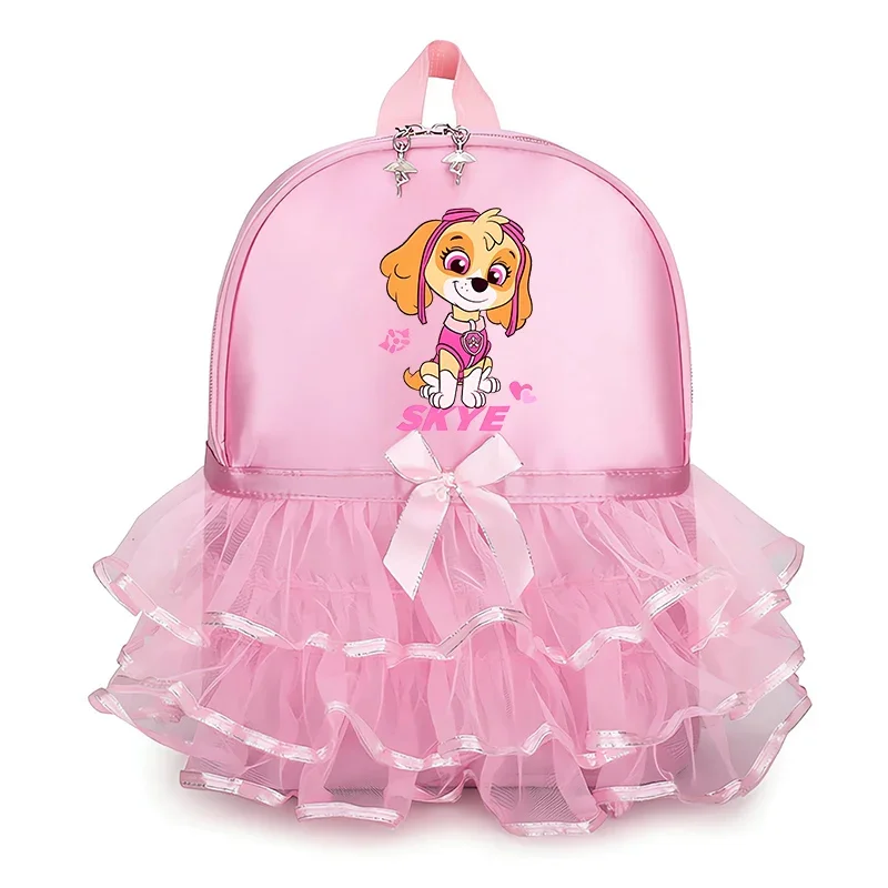Paw Patrol Series Lace Backpack Pink Cartoon Skye Print Ballet Dance Bag Cute Bow Tie Bagpack Trend Birthday Gift - view 5