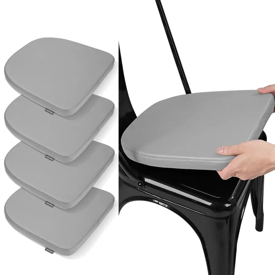 

Modern Faux Leather 14 Metal Chair Cushions Set of 4, Leathaire Magnetic Chair Pads for Dining Kitchen Cafe Bistro Stackable Cha