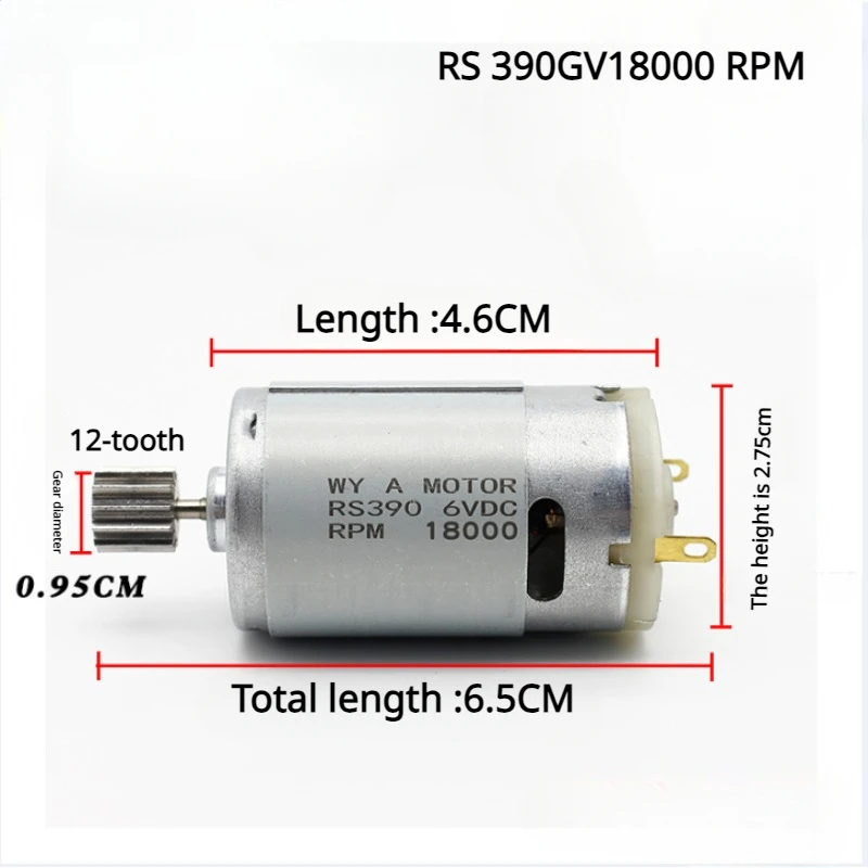 Uniwersalny silnik elektryczny 390 18000 obr./min RS390 napęd silnika 6 V akcesoria do silnika dla dzieci zabawki jeździeckie części zamienne