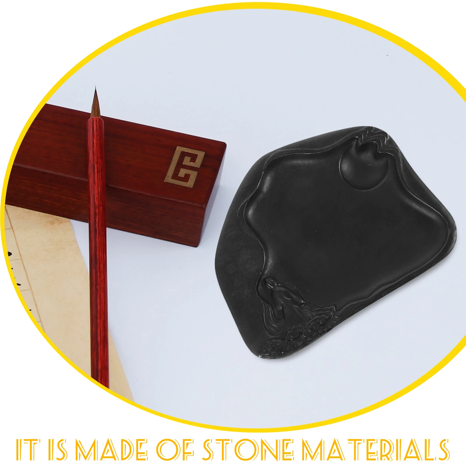 

Desktop Calligraphy Inkstone Stone Material Smooth Surface Ink Holder for Writing Painting Grinding Portable Delicate Design