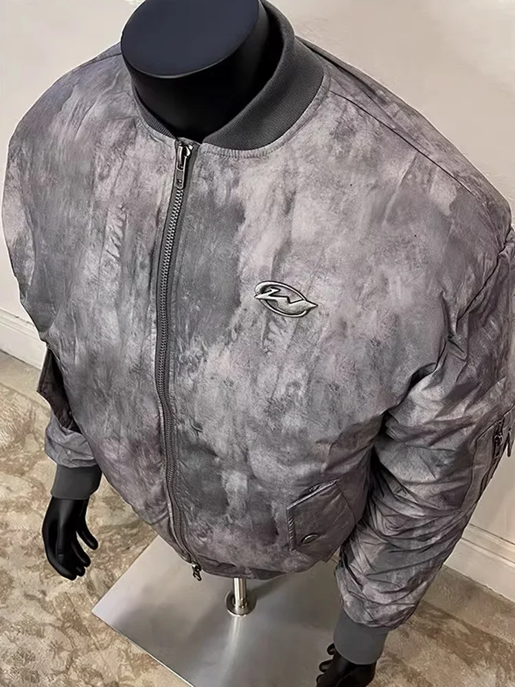 

Trendy Bomber Flight Jaet Men's Winter Dyed Boxy ort Wide Baseball Cotton Jaet Outerwear Loose Fit Thermal Polyester