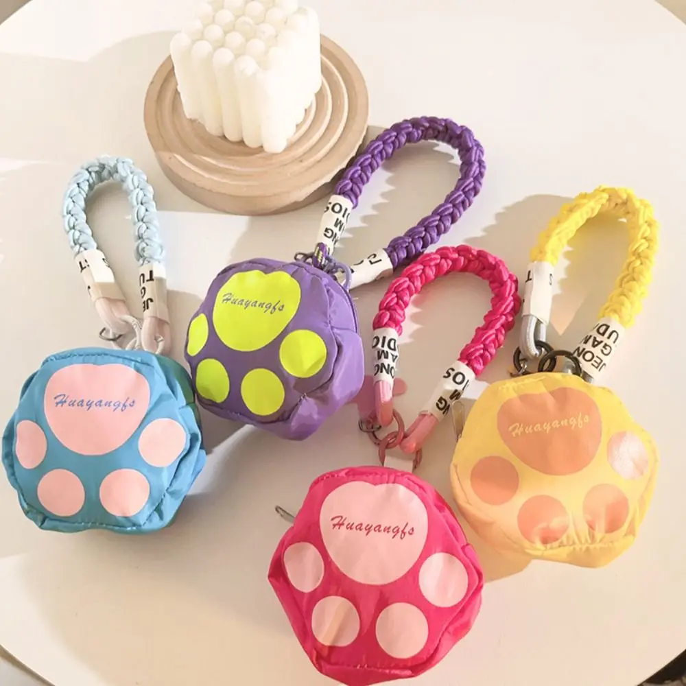 

Wrist Bag Cat Paw Coin Purse Small Wallet Korean Style Phone Short Lanyard Pendant Zipper Bluetooth Earphone Storage Bag Girls
