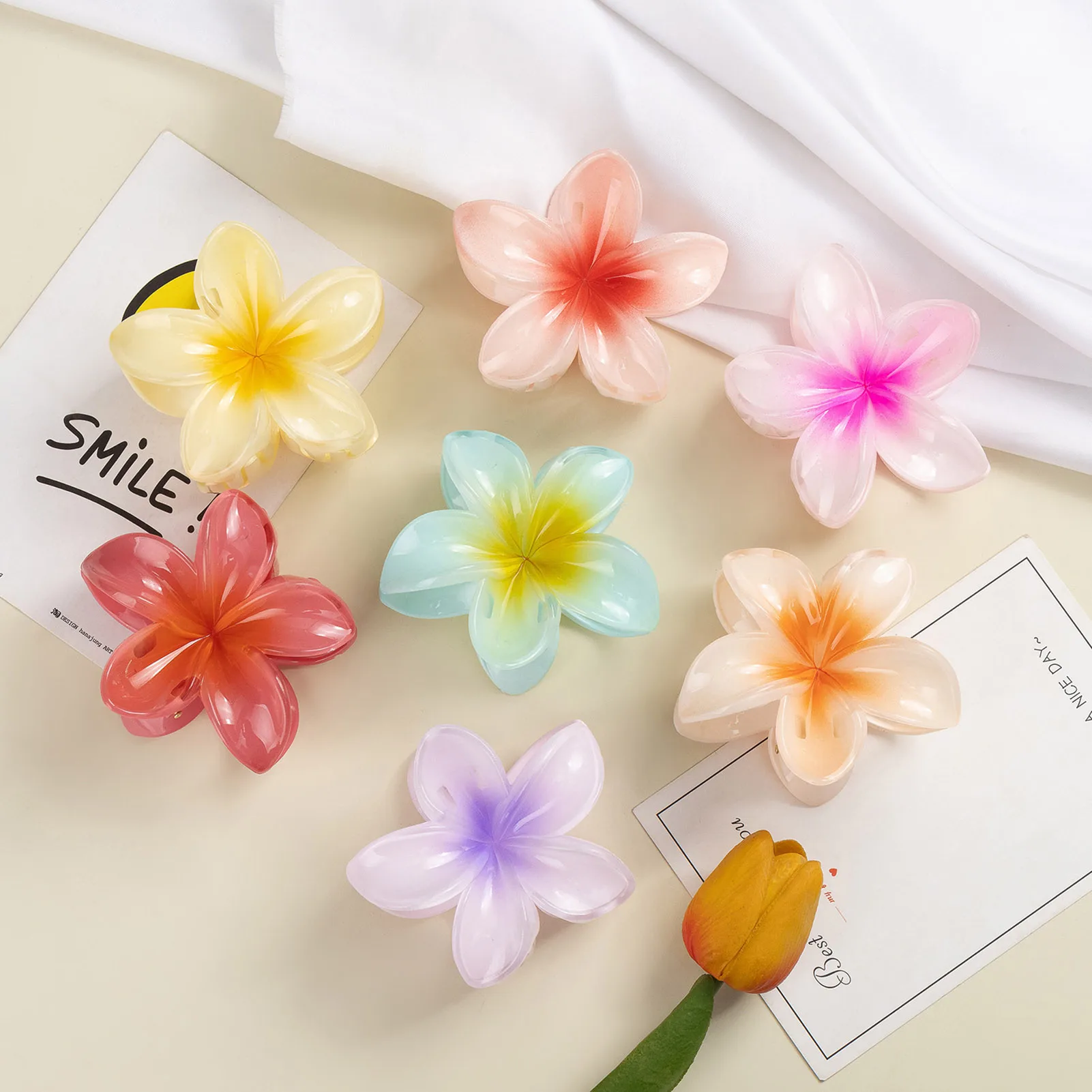 1/4/6pcs Flower Claw Clips For Women Summer Sweety Flower Shape Acetic Acid Hair Clip Elegant Bohemia Style Hair Accessories image 4