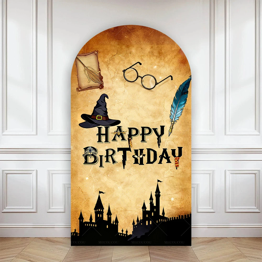 Wizard Castle Magic Academy Backdrop Child Birthday Party Decor Wizard's Hat Photo Red Retro Brick Wall Props Custom Background