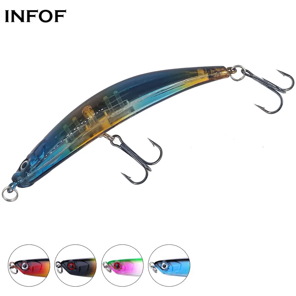 INFOF 1-piece Hard Baits Minnows Mimics Wounded Baitfish 9cm/8g Floating Wobbler Fishing Lure Jerk Bait Bass Pike Lure Swimbait