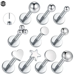 1Pc/10Pcs Titanium Push in Threadless Labret Ring Lip Stud Ear Cartilage Tragus Helix Piercing Nose Stud Body Jewelry