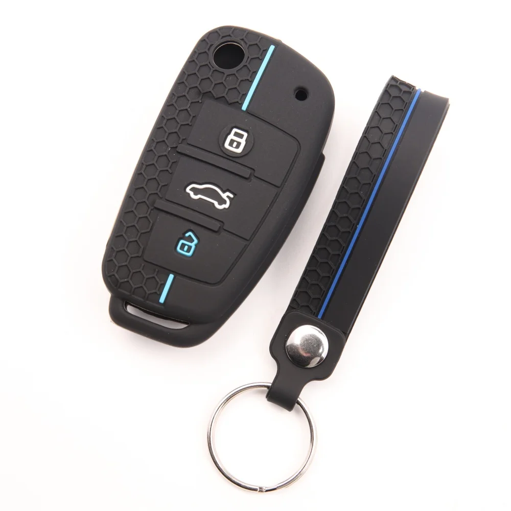 Silicone Key Case Cover Shell for Audi A4 B7 A6 C6 4f 8v A3 8p A1 A3 Accessories Auto Remote Key Holder 3 Button Jacket
