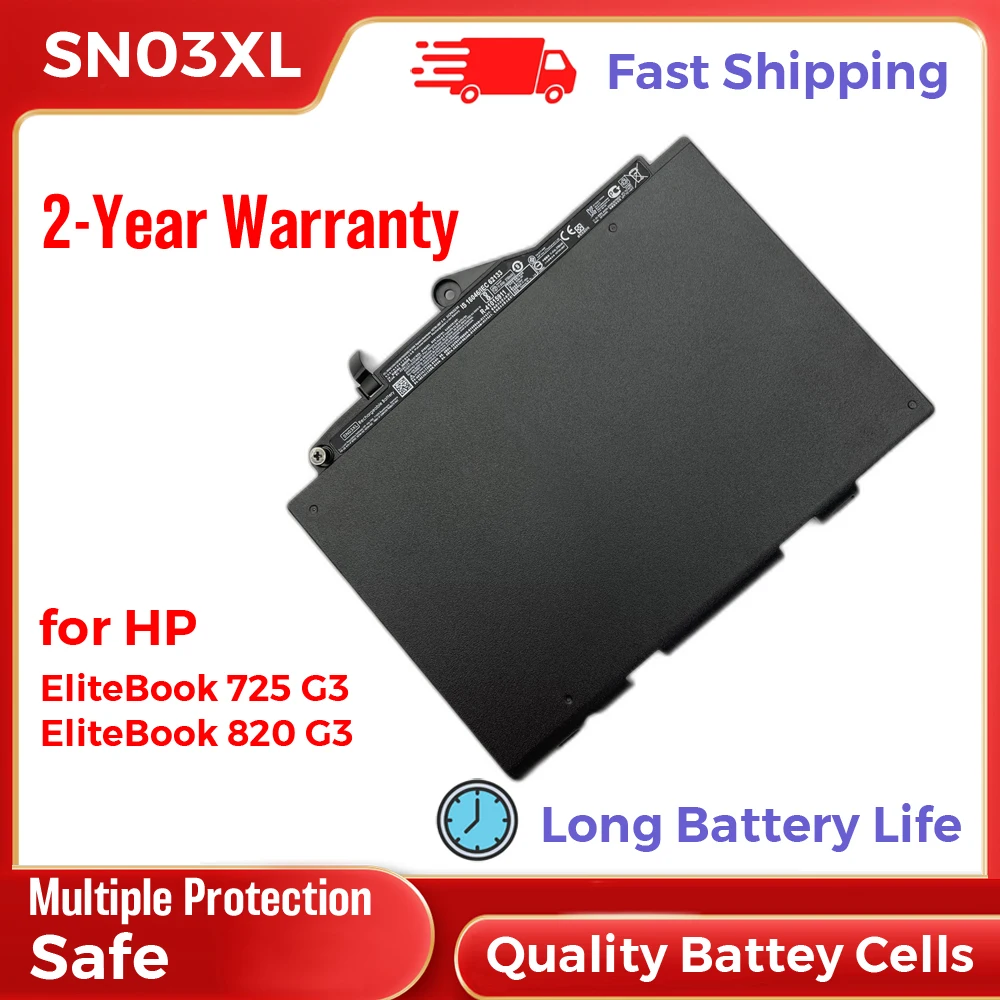 Remplacement de la batterie d'ordinateur portable HP SN03XL 800232-541 HSTNN-UB6T pour ElitePle725 G3 ElitePle820 G3 longue durée de vie de la batterie Eddie ion 44Wh