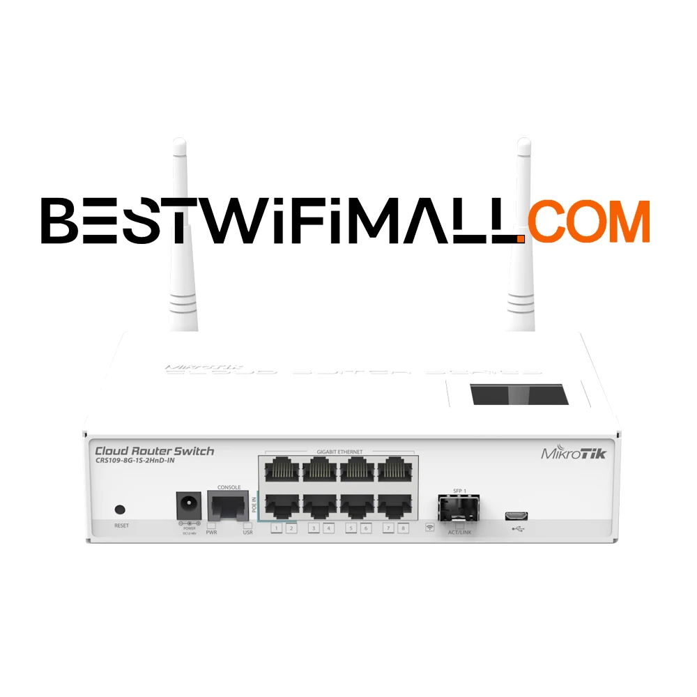 

MikroTik CRS109-8G-1S-2HnD-IN WiFi Cloud Router Switch 8 Gigabit Ports RouterOS With 2.4GHz Wi-Fi Router