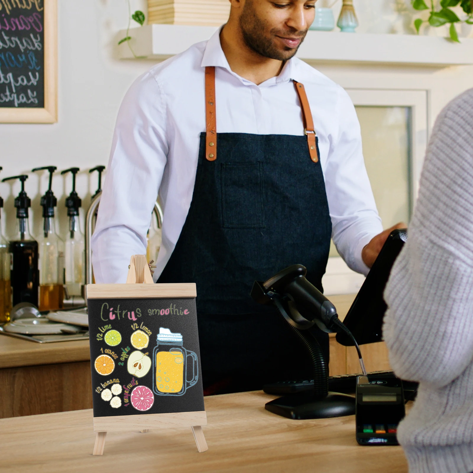 

Standing Blackboard with Wooden Frame Mini Chalkboard for Table Decor Wedding Board Message Display Kitchen Diner Use