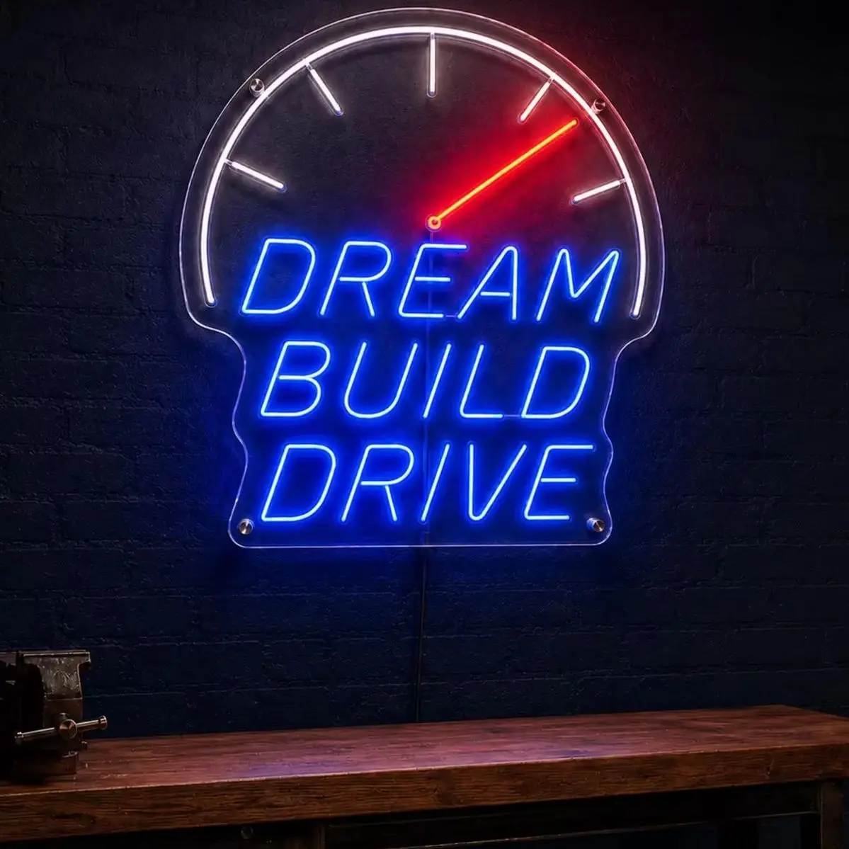 Dream Build Drive Neon Sign,Garage LED Wall Art,Car Lover Gift,Auto Shop Decor,Garage Neon Sign,Racing Neon Sign,Man Cave Neon