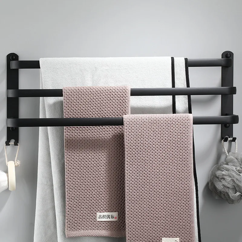 Bath Towel Bars Matte Black Bathroom 3-Tiers Ladder Towel Rails  Wall Mounted Towels Shelves Rack Stainless Steel,Towel Rack