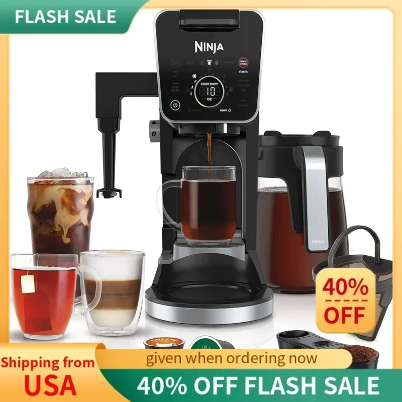 DD2Ninja CFP307 DualBrew Pro Specialty Coffee System,Single-Serve,Compatible with K-Cups & 12-Cup Drip Coffee Maker,Black